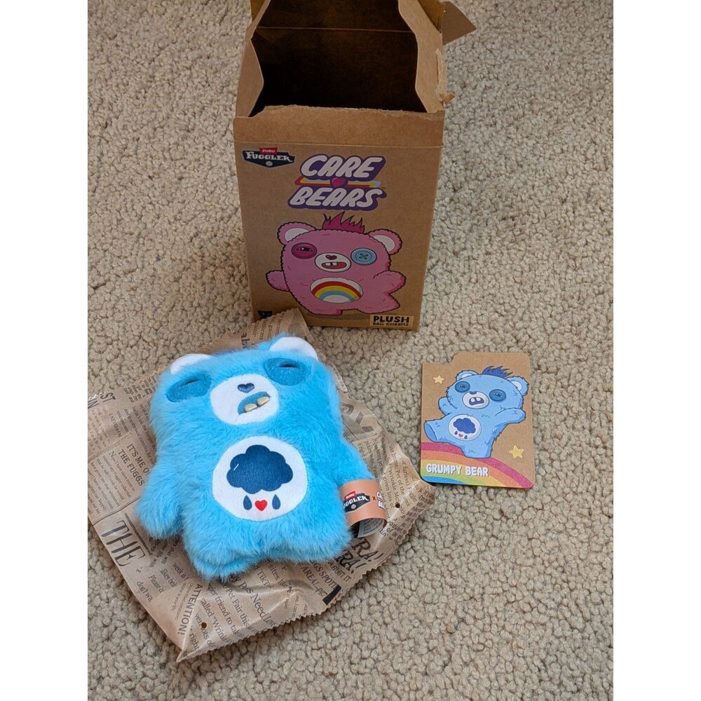 New ZURU Fuggler x Care Bears Grumpy Bear Mini Plush Bag Charm Keychain 1/6
